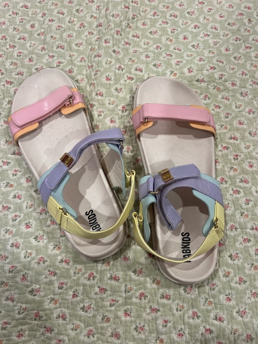 fabkids Pastel Rainbow Strap Sandals — Pink, Purple, Yellow, Mint